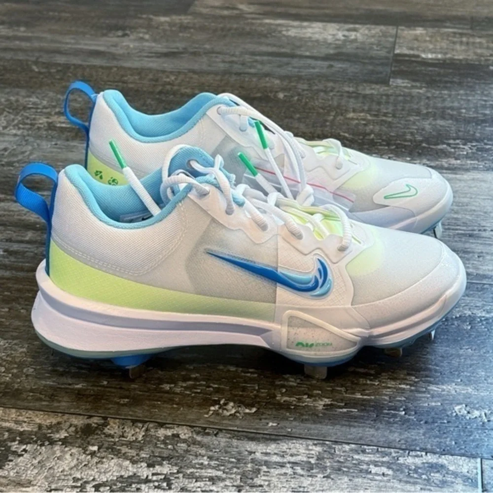 Nike Force Trout 9 Pro Cleats White Volt Aquarius Blue Men Size 7 FQ7941-100 NEW